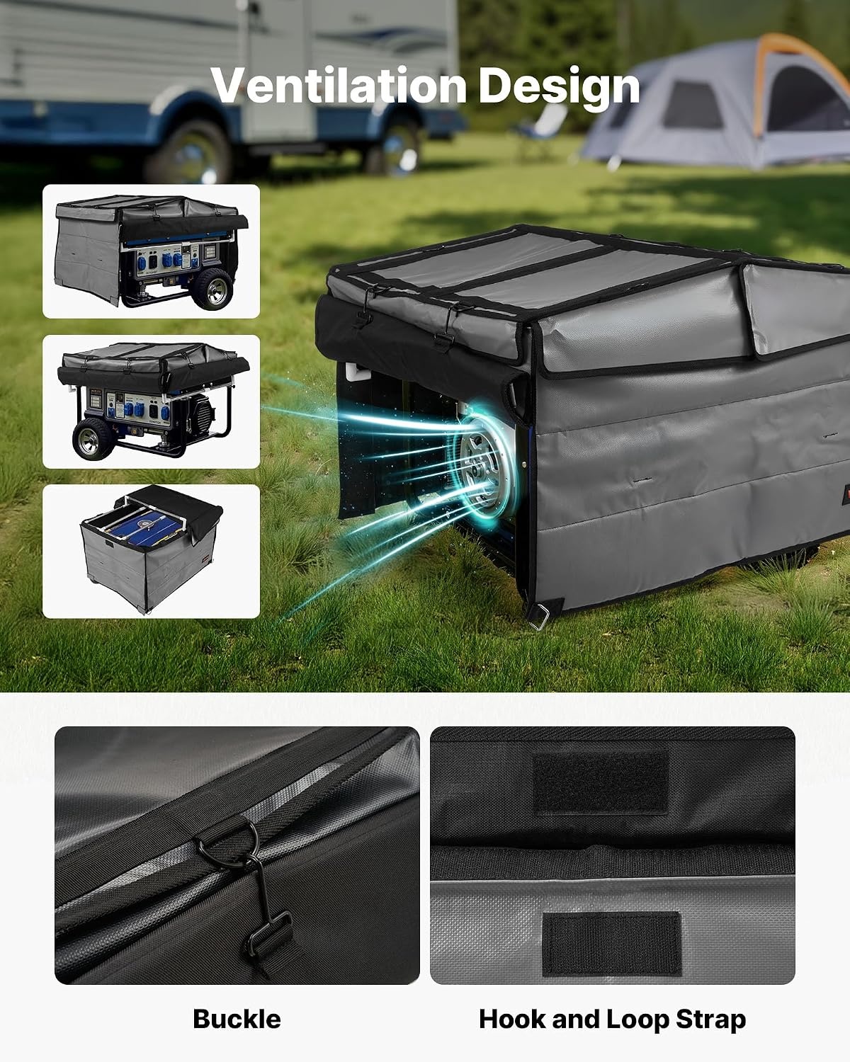 image:imageVEVOR Generator Running Cover 34 x 26 x 21 Inch Waterproof Universal for Most Generators 350012000 Watt Generator Tent while running with Heavy Duty Thicken 420D Oxford Fabric GreyGrey
