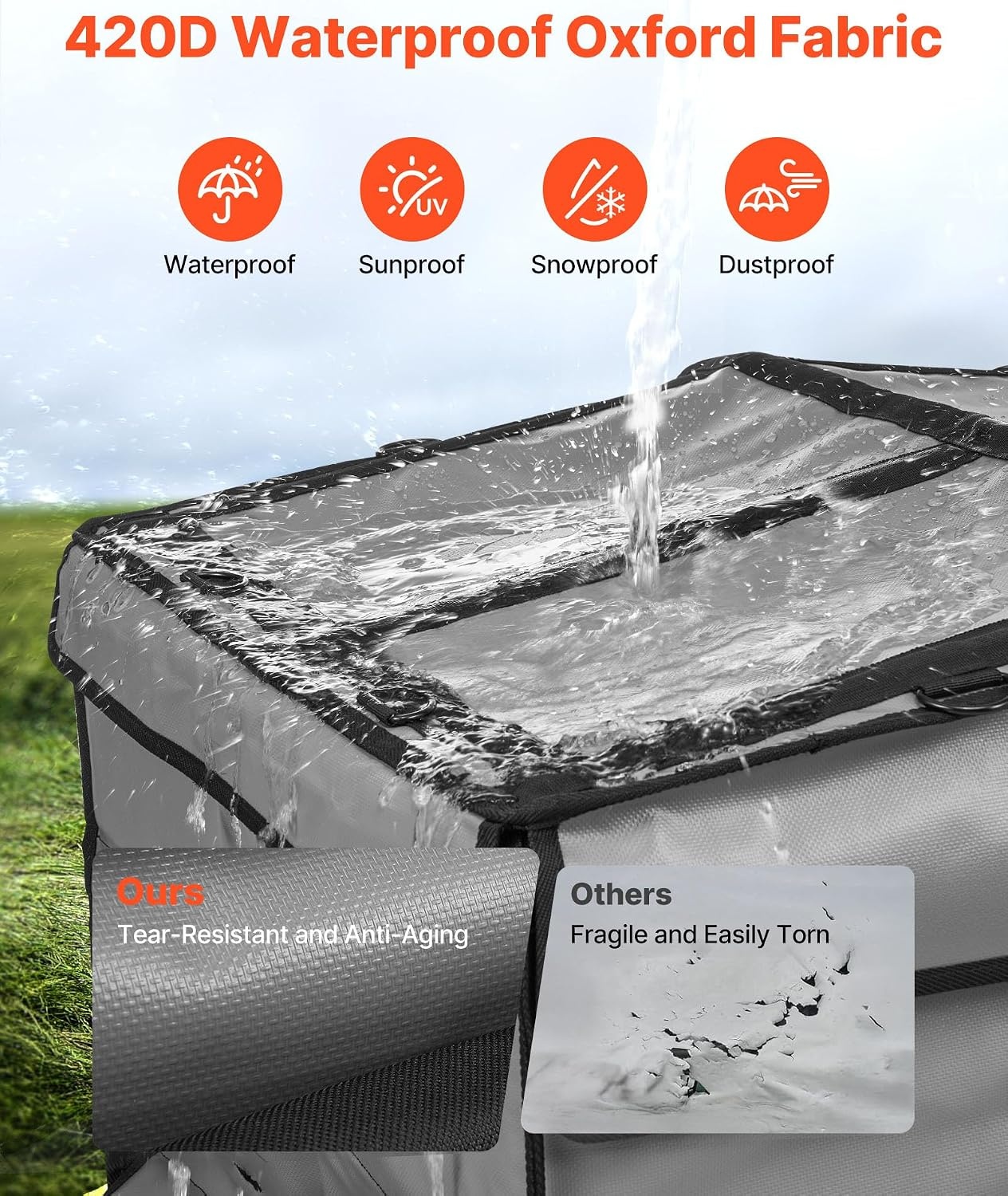 image:imageVEVOR Generator Running Cover 34 x 26 x 21 Inch Waterproof Universal for Most Generators 350012000 Watt Generator Tent while running with Heavy Duty Thicken 420D Oxford Fabric GreyGrey