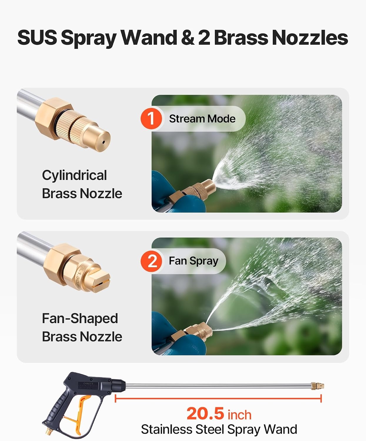 image:imageVEVOR Industrial Concrete Sprayer 35 Gallon Stainless Steel Sprayer Heavy Duty TriPoxy Pump Sprayers 205Wand with Ergonomic Gun Handle 48amp 120Hose 2 Brass Nozzles for Construction Garden35 Gal with Cart
