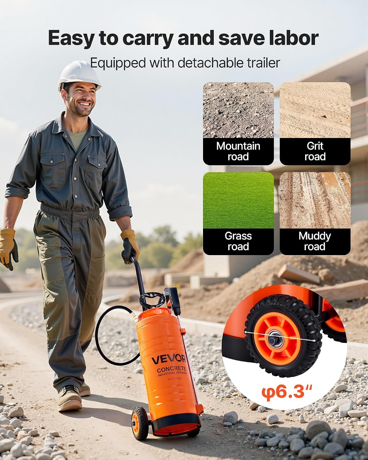 image:imageVEVOR Industrial Concrete Sprayer 35 Gallon Stainless Steel Sprayer Heavy Duty TriPoxy Pump Sprayers 205Wand with Ergonomic Gun Handle 48amp 120Hose 2 Brass Nozzles for Construction Garden35 Gal with Cart