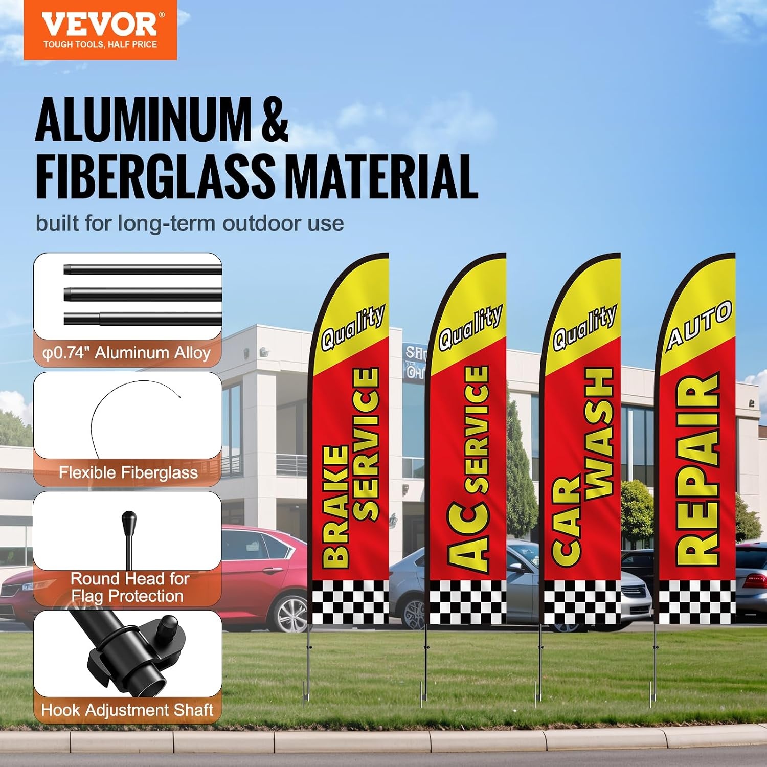 image:imageVEVOR Open Feather Flags Kit 163ft Business Banner Flags Now Open Look Welcome for Grand OpeningsAuto Repair Theme