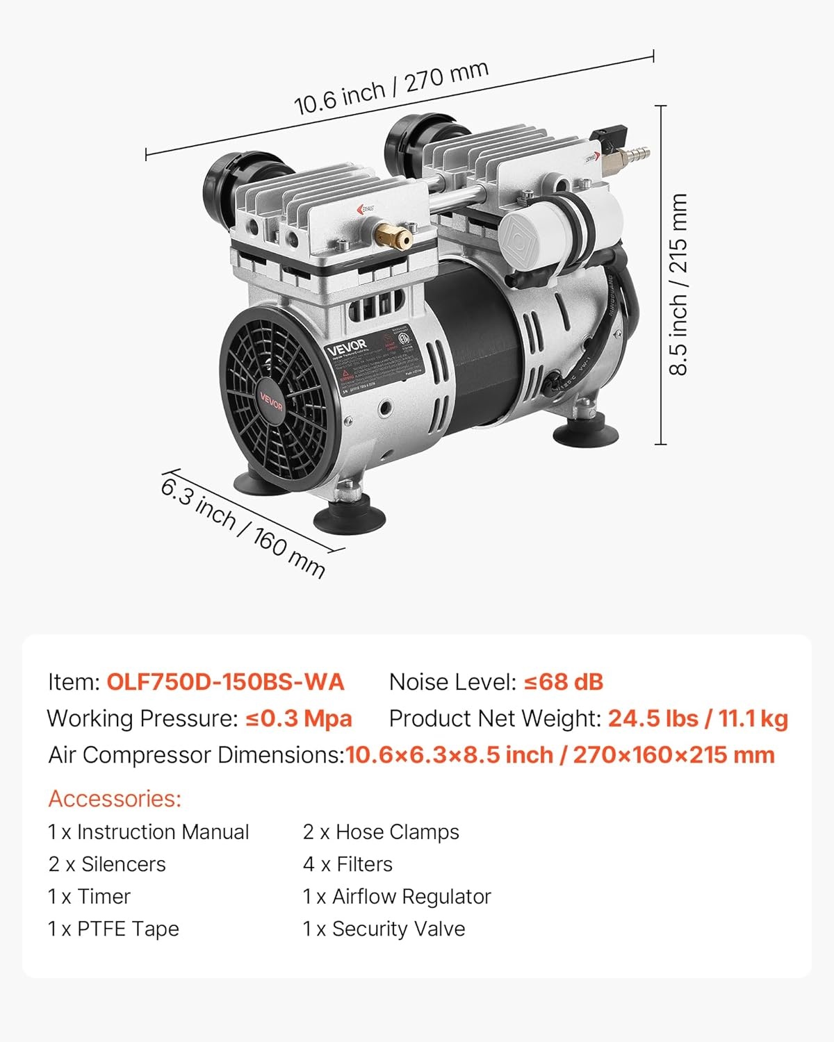 image:imageVEVOR Pond Aerator 550W Power 52CFM for Up to 3 Acre 50 Lake Pond Aeration Kit Includes 34 HP Compressor amp Timer amp Valves Air Compressor for Deep Water Oxygen Circulation for Pond Lake67CFMNo diffuser