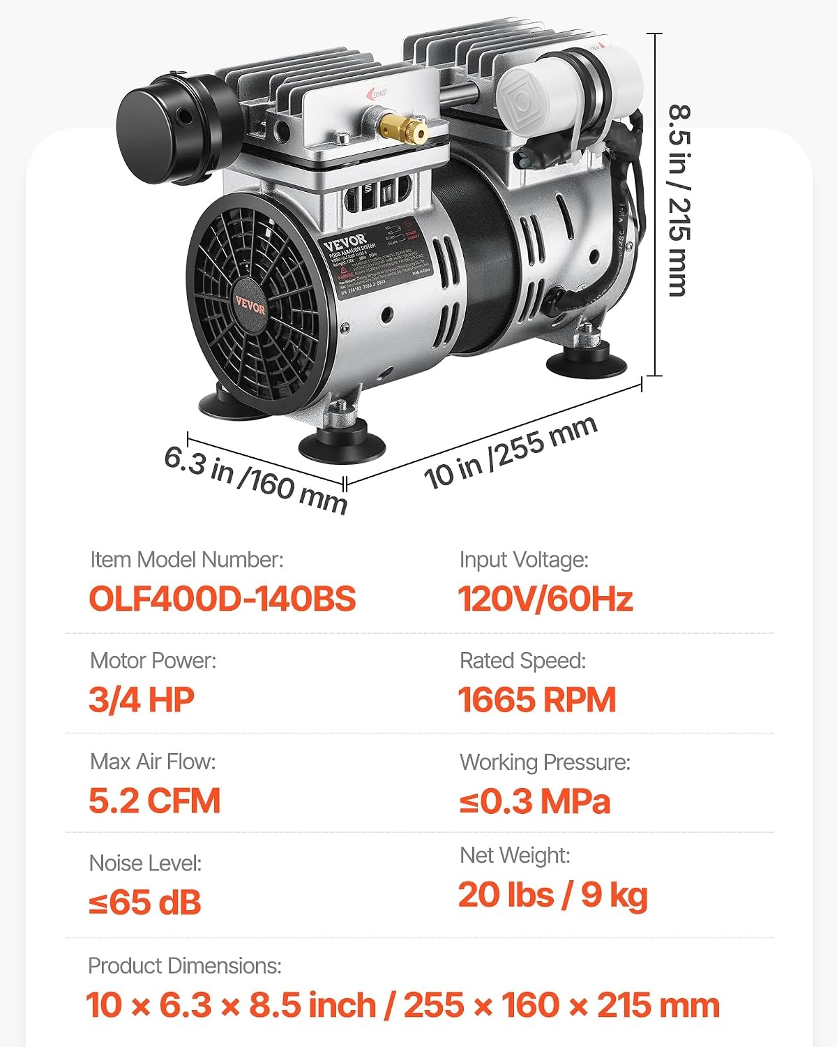 image:imageVEVOR Pond Aerator 550W Power 52CFM for Up to 3 Acre 50 Lake Pond Aeration Kit Includes 34 HP Compressor amp Timer amp Valves Air Compressor for Deep Water Oxygen Circulation for Pond LakeNo diffuser