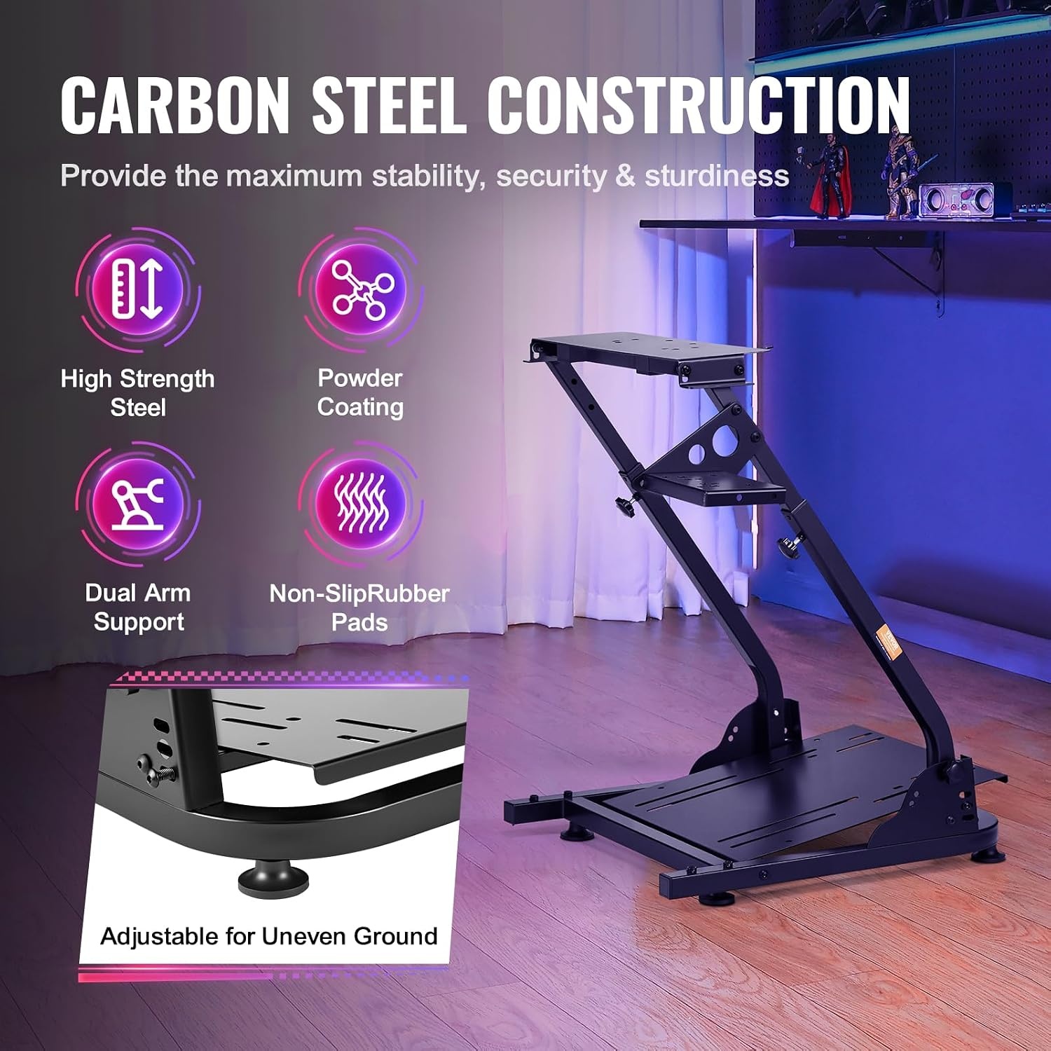 image:imageVEVOR Racing Wheel Stand Adjustable amp Foldable Simulator Stand for Logitech G29 G27 G920 G923 Thrustmaster T300RS T300GT T248 TSPC TSXW Gaming CockpitPedals Simulator NOT Included Fit for Logitech G29 G27 G920 G923 Thrustmaster T300RS T300GT T248 TSPC TSXW Gaming Cockpit Pedals Simulator NOT IncludedLshaped lite