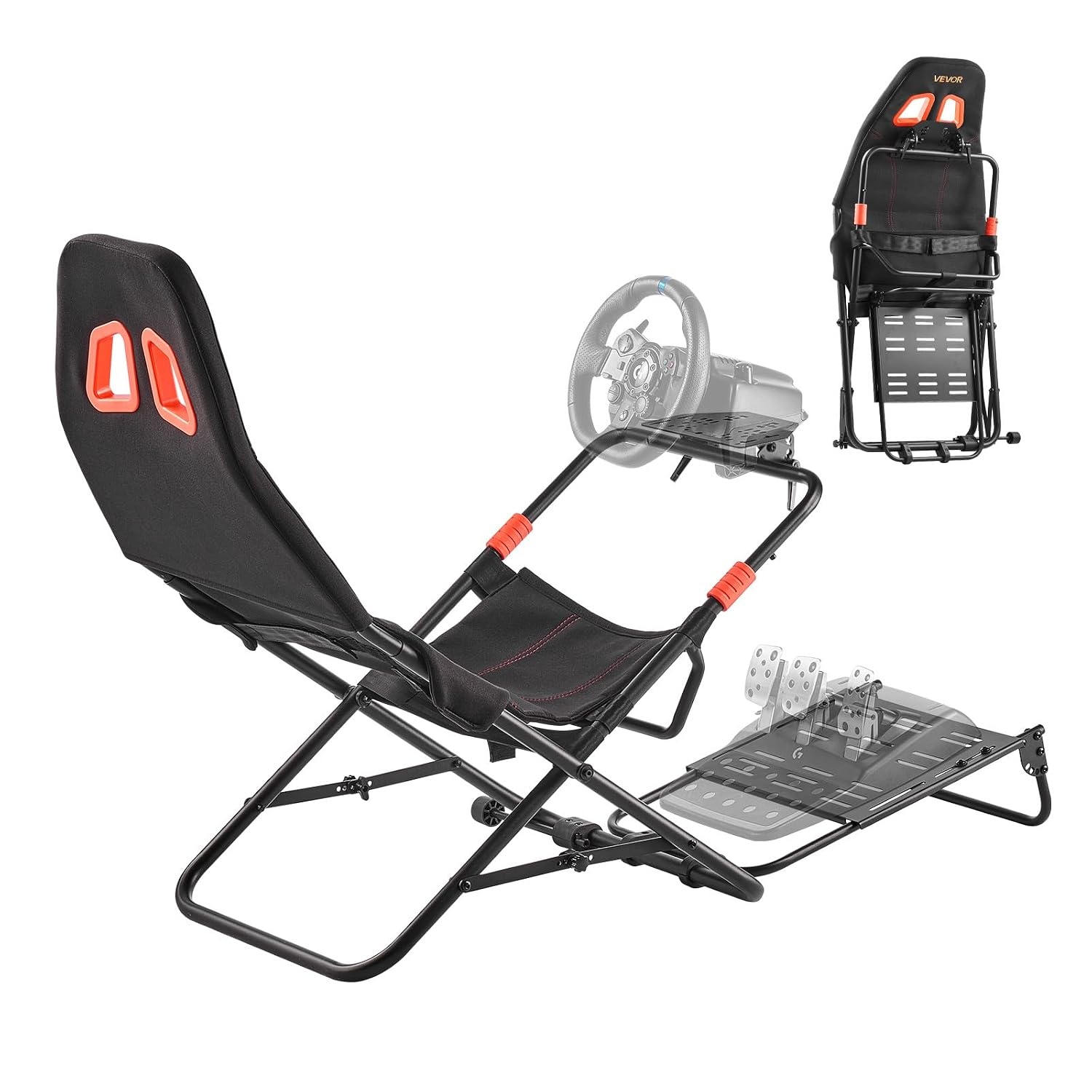 image:imageVEVOR Racing Wheel Stand Adjustable amp Foldable Simulator Stand for Logitech G29 G27 G920 G923 Thrustmaster T300RS T300GT T248 TSPC TSXW Gaming CockpitPedals Simulator NOT Included Fit for Logitech G29 G27 G920 G923 Thrustmaster T300RS T300GT T248 TSPC TSXW Gaming Cockpit Pedals Simulator NOT IncludedPortable Cockpit