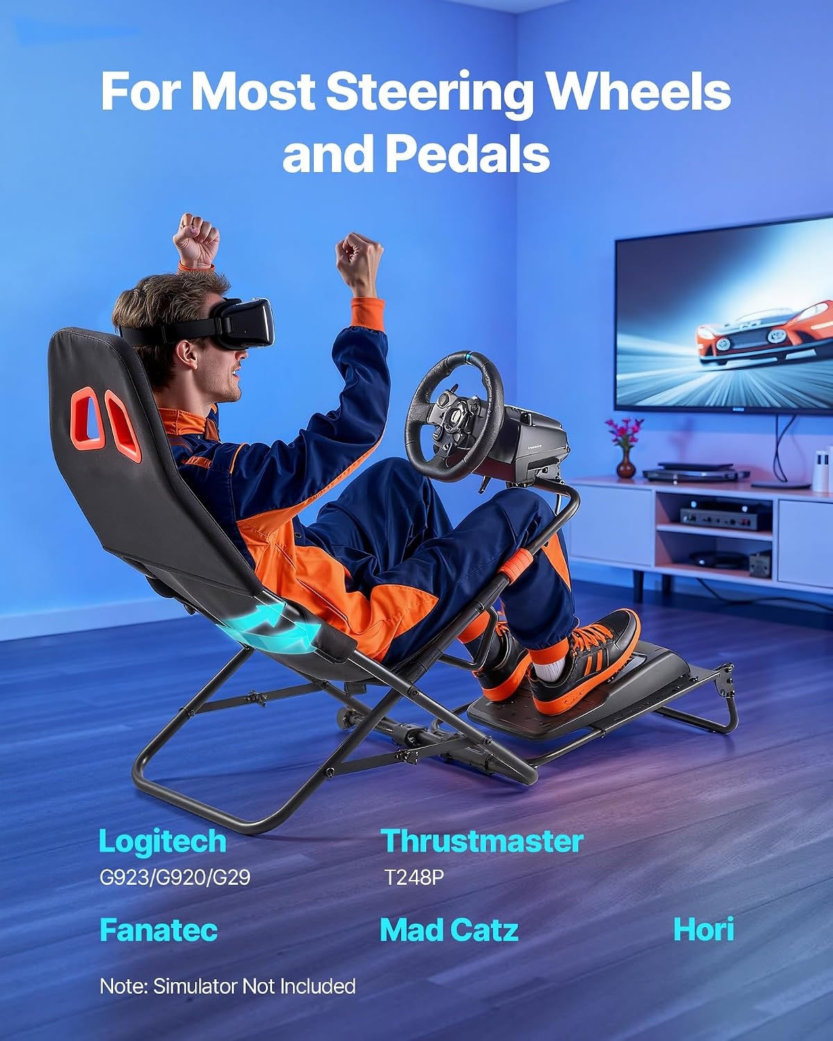 image:imageVEVOR Racing Wheel Stand Adjustable amp Foldable Simulator Stand for Logitech G29 G27 G920 G923 Thrustmaster T300RS T300GT T248 TSPC TSXW Gaming CockpitPedals Simulator NOT Included Fit for Logitech G29 G27 G920 G923 Thrustmaster T300RS T300GT T248 TSPC TSXW Gaming Cockpit Pedals Simulator NOT IncludedPortable Cockpit