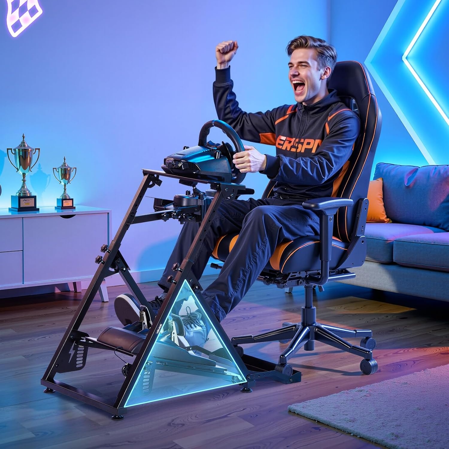 image:imageVEVOR Racing Wheel Stand Adjustable amp Foldable Simulator Stand for Logitech G29 G27 G920 G923 Thrustmaster T300RS T300GT T248 TSPC TSXW Gaming CockpitPedals Simulator NOT Included Fit for Logitech G29 G27 G920 G923 Thrustmaster T300RS T300GT T248 TSPC TSXW Gaming Cockpit Pedals Simulator NOT IncludedXshaped Pro