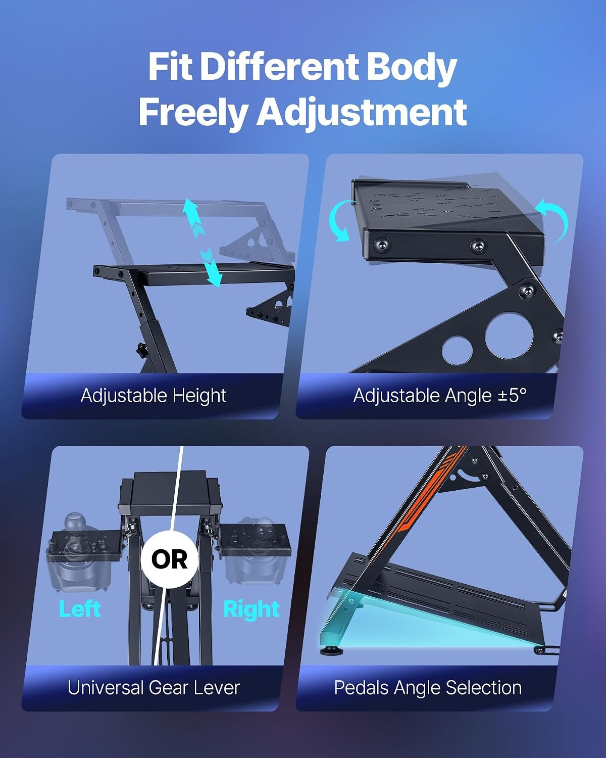 image:imageVEVOR Racing Wheel Stand Adjustable amp Foldable Simulator Stand for Logitech G29 G27 G920 G923 Thrustmaster T300RS T300GT T248 TSPC TSXW Gaming CockpitPedals Simulator NOT Included Fit for Logitech G29 G27 G920 G923 Thrustmaster T300RS T300GT T248 TSPC TSXW Gaming Cockpit Pedals Simulator NOT IncludedXshaped lite