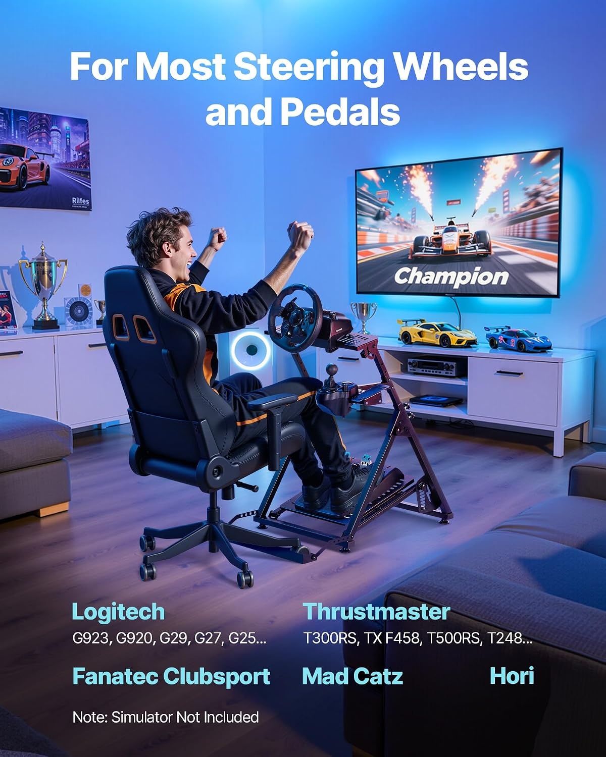 image:imageVEVOR Racing Wheel Stand Adjustable amp Foldable Simulator Stand for Logitech G29 G27 G920 G923 Thrustmaster T300RS T300GT T248 TSPC TSXW Gaming CockpitPedals Simulator NOT Included Fit for Logitech G29 G27 G920 G923 Thrustmaster T300RS T300GT T248 TSPC TSXW Gaming Cockpit Pedals Simulator NOT IncludedXshaped Pro