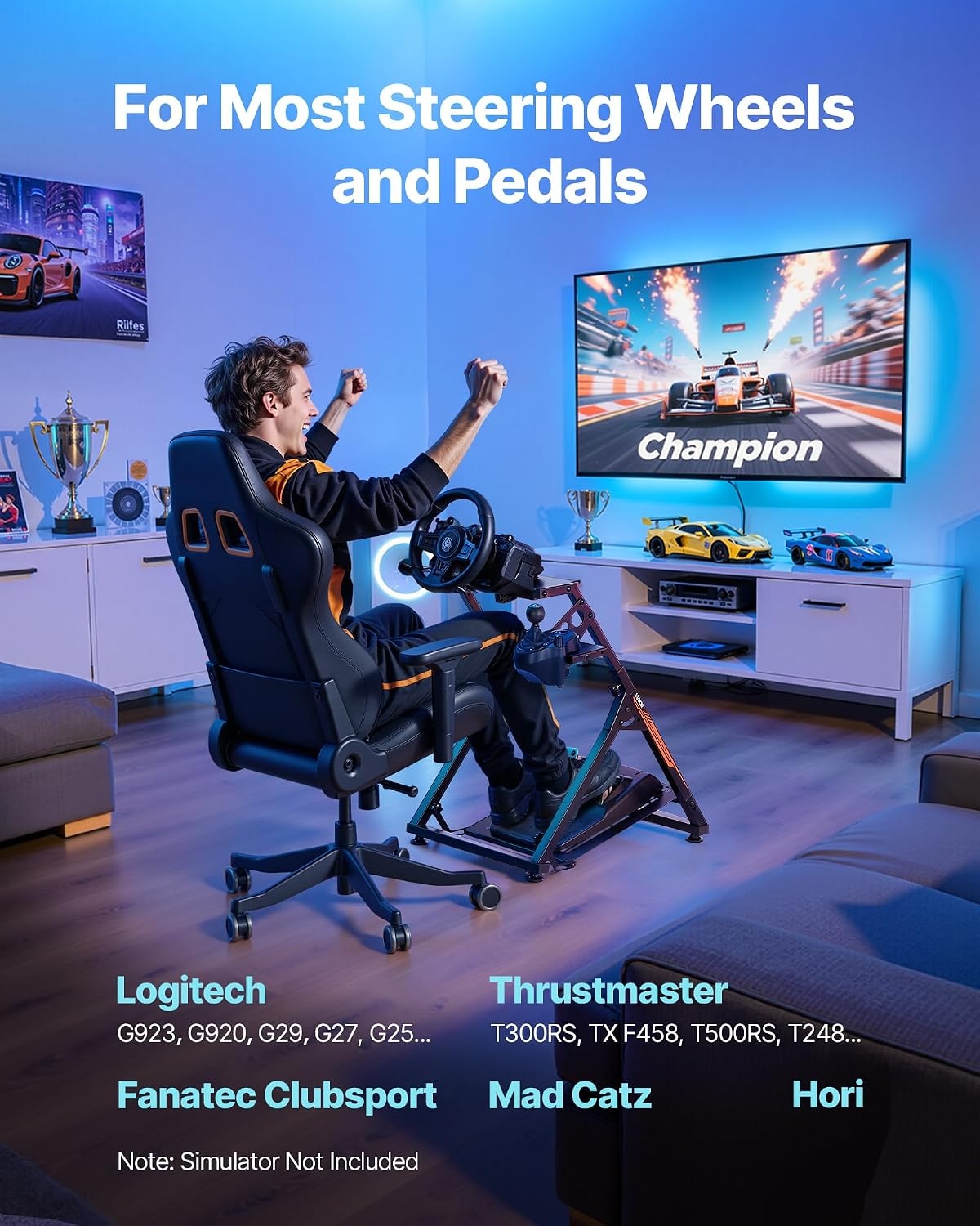 image:imageVEVOR Racing Wheel Stand Adjustable amp Foldable Simulator Stand for Logitech G29 G27 G920 G923 Thrustmaster T300RS T300GT T248 TSPC TSXW Gaming CockpitPedals Simulator NOT Included Fit for Logitech G29 G27 G920 G923 Thrustmaster T300RS T300GT T248 TSPC TSXW Gaming Cockpit Pedals Simulator NOT IncludedXshaped lite