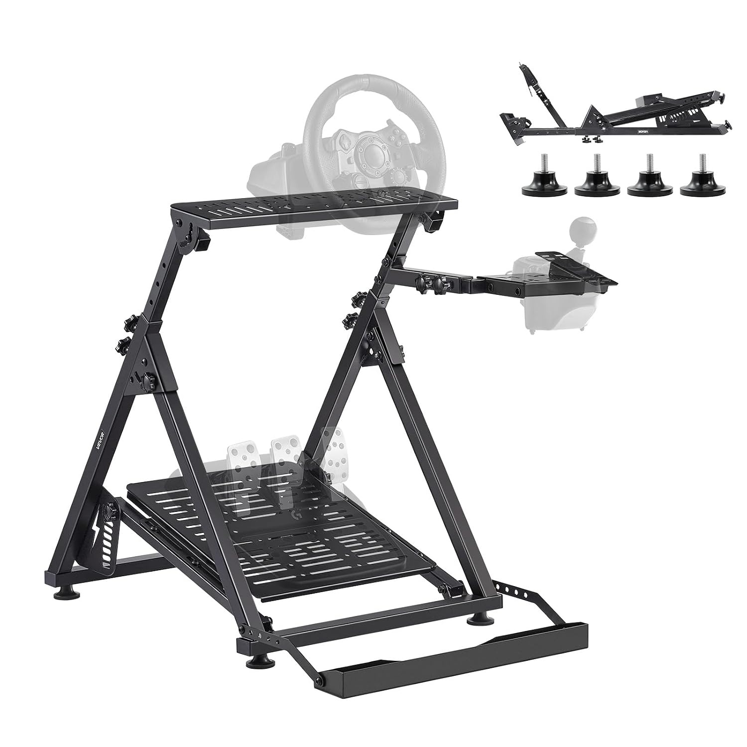 image:imageVEVOR Racing Wheel Stand Adjustable amp Foldable Simulator Stand for Logitech G29 G27 G920 G923 Thrustmaster T300RS T300GT T248 TSPC TSXW Gaming CockpitPedals Simulator NOT Included Fit for Logitech G29 G27 G920 G923 Thrustmaster T300RS T300GT T248 TSPC TSXW Gaming Cockpit Pedals Simulator NOT IncludedXshaped Pro