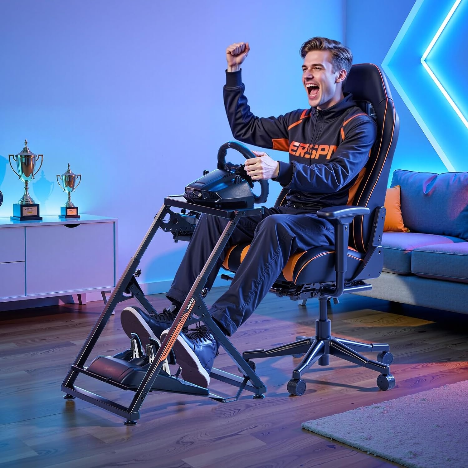 image:imageVEVOR Racing Wheel Stand Adjustable amp Foldable Simulator Stand for Logitech G29 G27 G920 G923 Thrustmaster T300RS T300GT T248 TSPC TSXW Gaming CockpitPedals Simulator NOT Included Fit for Logitech G29 G27 G920 G923 Thrustmaster T300RS T300GT T248 TSPC TSXW Gaming Cockpit Pedals Simulator NOT IncludedXshaped lite