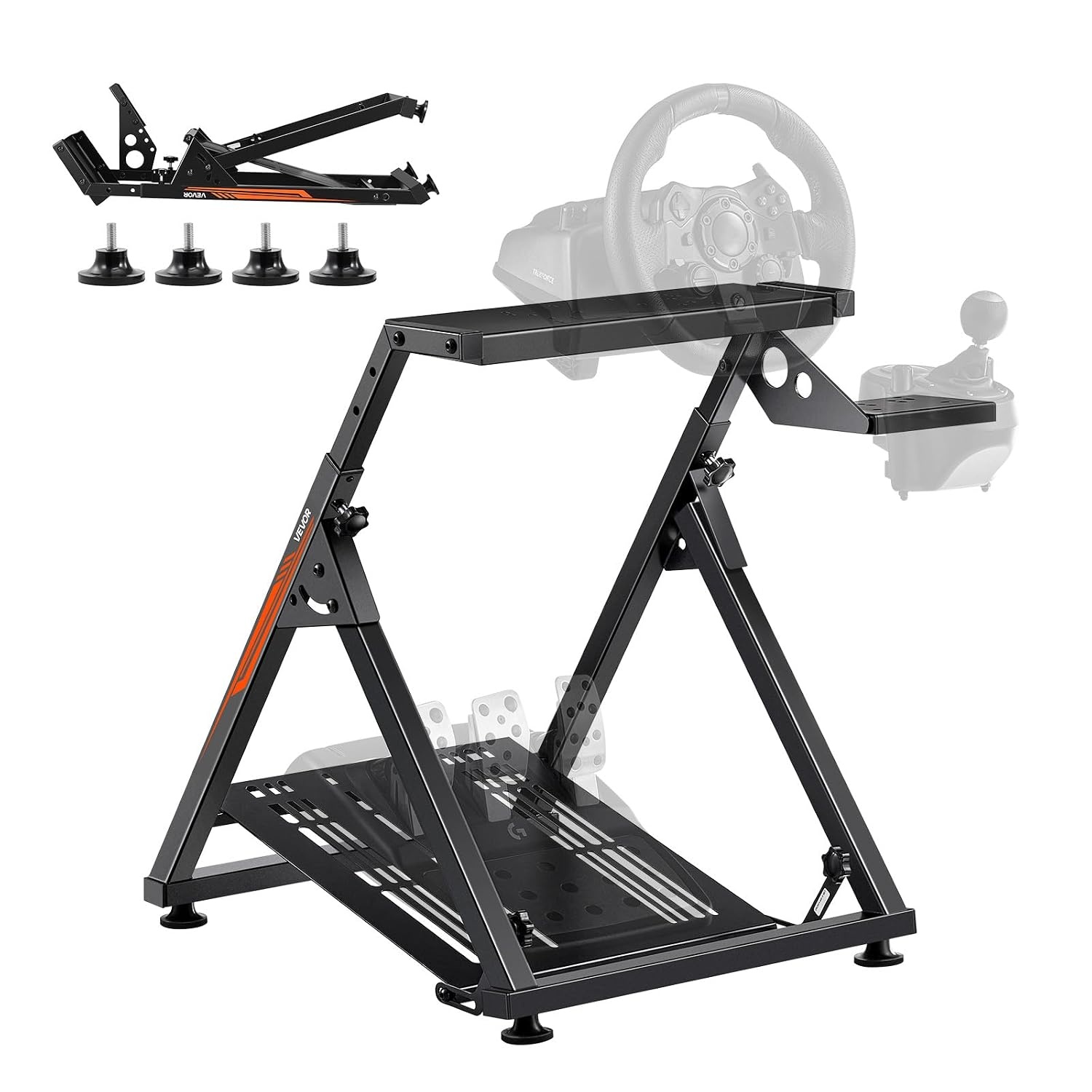 image:imageVEVOR Racing Wheel Stand Adjustable amp Foldable Simulator Stand for Logitech G29 G27 G920 G923 Thrustmaster T300RS T300GT T248 TSPC TSXW Gaming CockpitPedals Simulator NOT Included Fit for Logitech G29 G27 G920 G923 Thrustmaster T300RS T300GT T248 TSPC TSXW Gaming Cockpit Pedals Simulator NOT IncludedXshaped lite