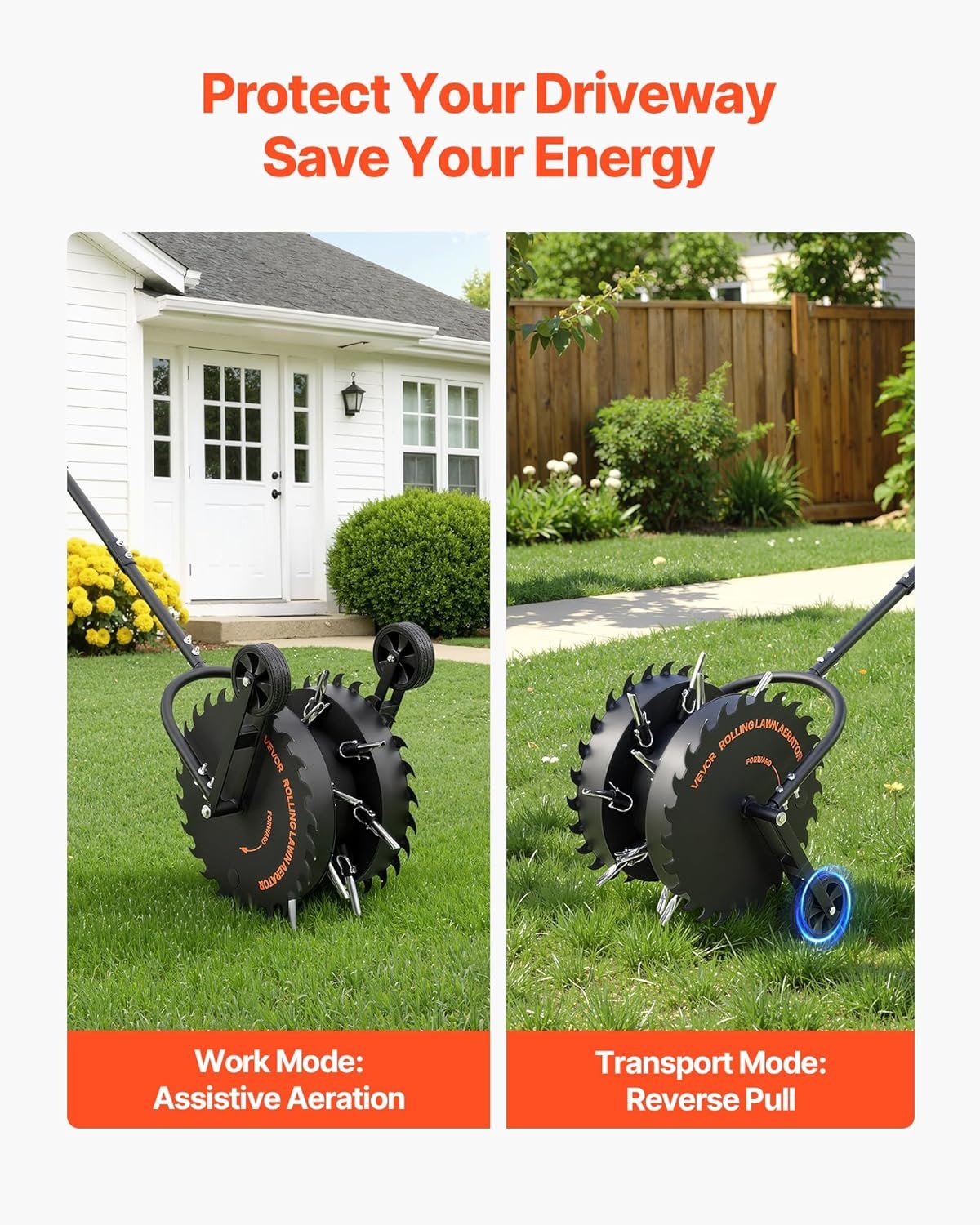 image:imageVEVOR Rolling Lawn Core Aerator 166 in Coring Aerator Roller with AntiClog Tines Heavy Duty amp RustResistant Yard Grass Pulling Plugs Manual Aeration Tool for Compacted Garden Soil Loosening