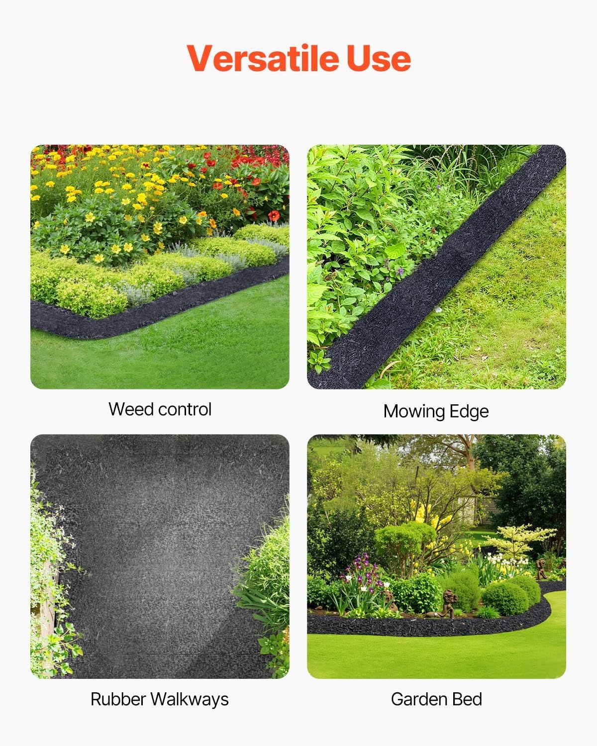 image:imageVEVOR Rubber Mulch Mat Roll 96 x 22 in Recycled Rubber Mulch Mat 05 Thick Cuttable Reduced Weed Growth NaturalLooking Weed Barrier Mat Permanent Walkway Pathway for Landscaping120 x 45 in