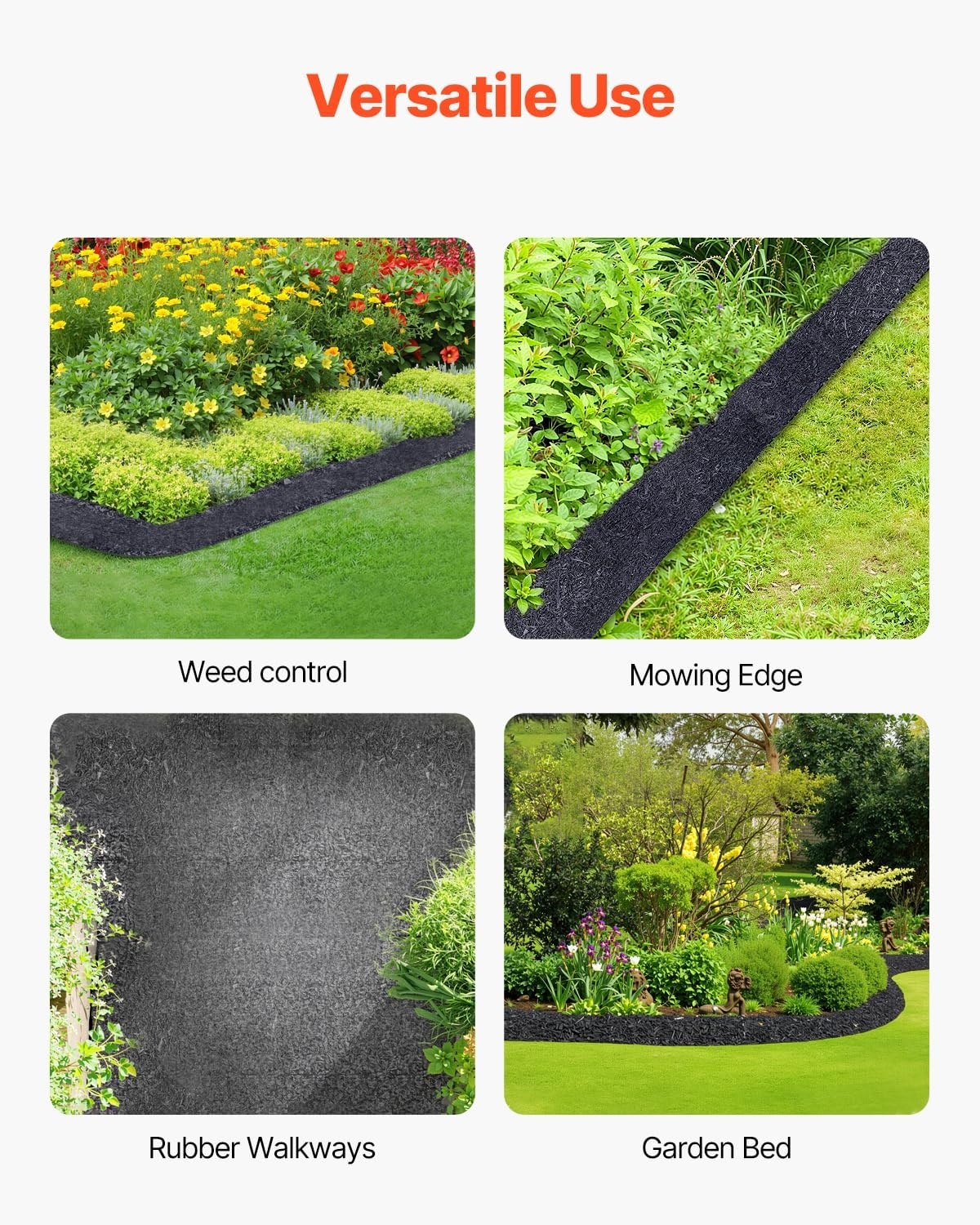 image:imageVEVOR Rubber Mulch Mat Roll 96 x 22 in Recycled Rubber Mulch Mat 05 Thick Cuttable Reduced Weed Growth NaturalLooking Weed Barrier Mat Permanent Walkway Pathway for Landscaping120 x 45 in