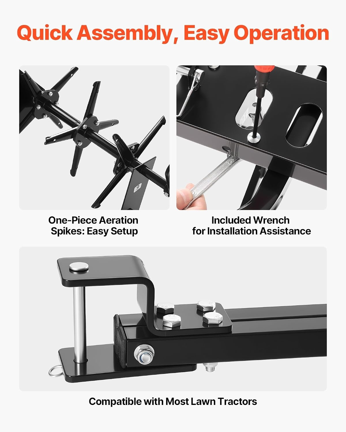 image:imageVEVOR Tow Behind Plug Aerator 40 in Lawn Core Aerator Tool Universal Hitch 150lbs Weight Capacity Heavy Duty Pull Behind Spike Aerators with Tray amp 106 in Wheels for Farmland amp Garden TractorsCore Aerator 40in