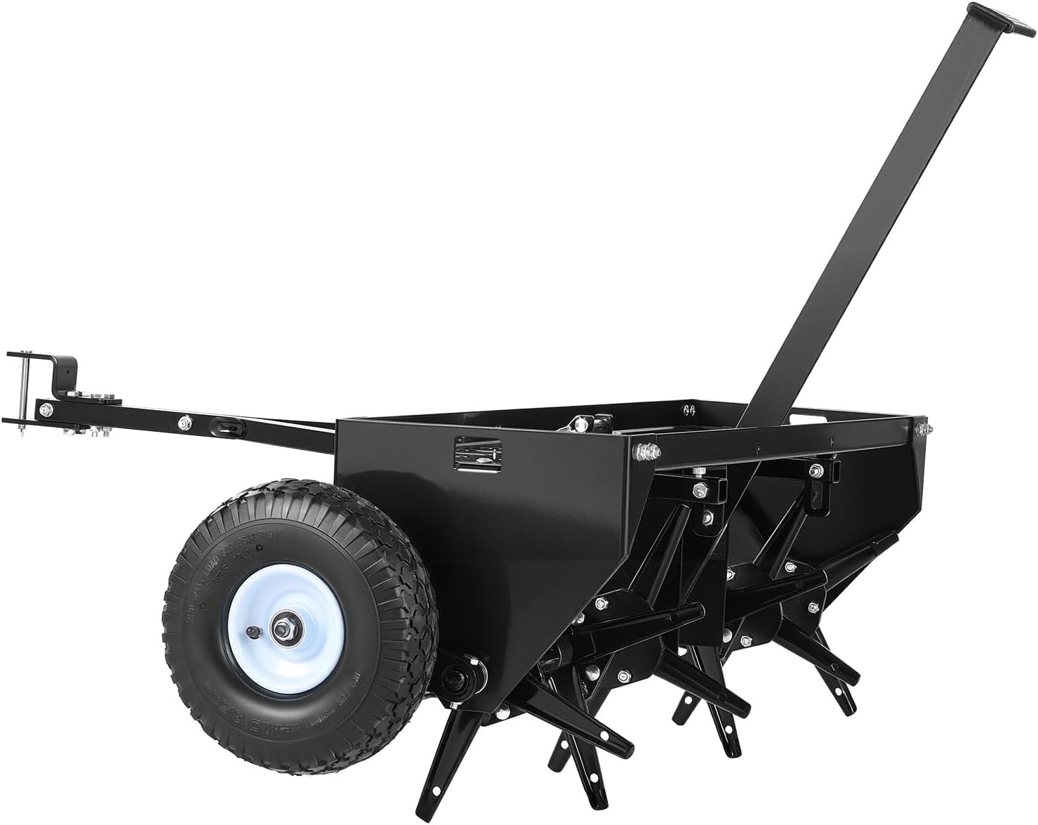image:imageVEVOR Tow Behind Plug Aerator 40 in Lawn Core Aerator Tool Universal Hitch 150lbs Weight Capacity Heavy Duty Pull Behind Spike Aerators with Tray amp 106 in Wheels for Farmland amp Garden TractorsCore Aerator 40in