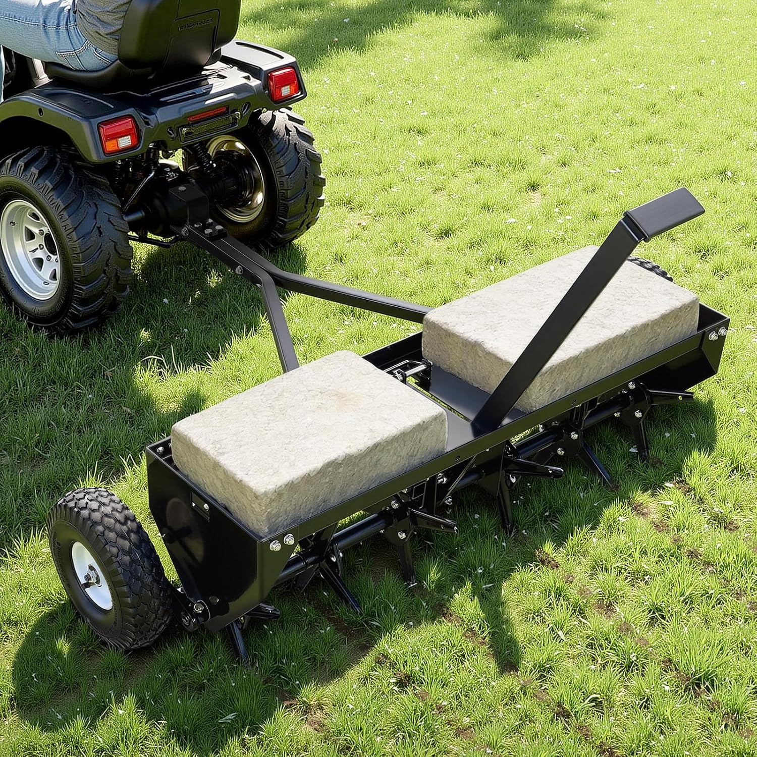 image:imageVEVOR Tow Behind Plug Aerator 40 in Lawn Core Aerator Tool Universal Hitch 150lbs Weight Capacity Heavy Duty Pull Behind Spike Aerators with Tray amp 106 in Wheels for Farmland amp Garden TractorsCore Aerator 40in