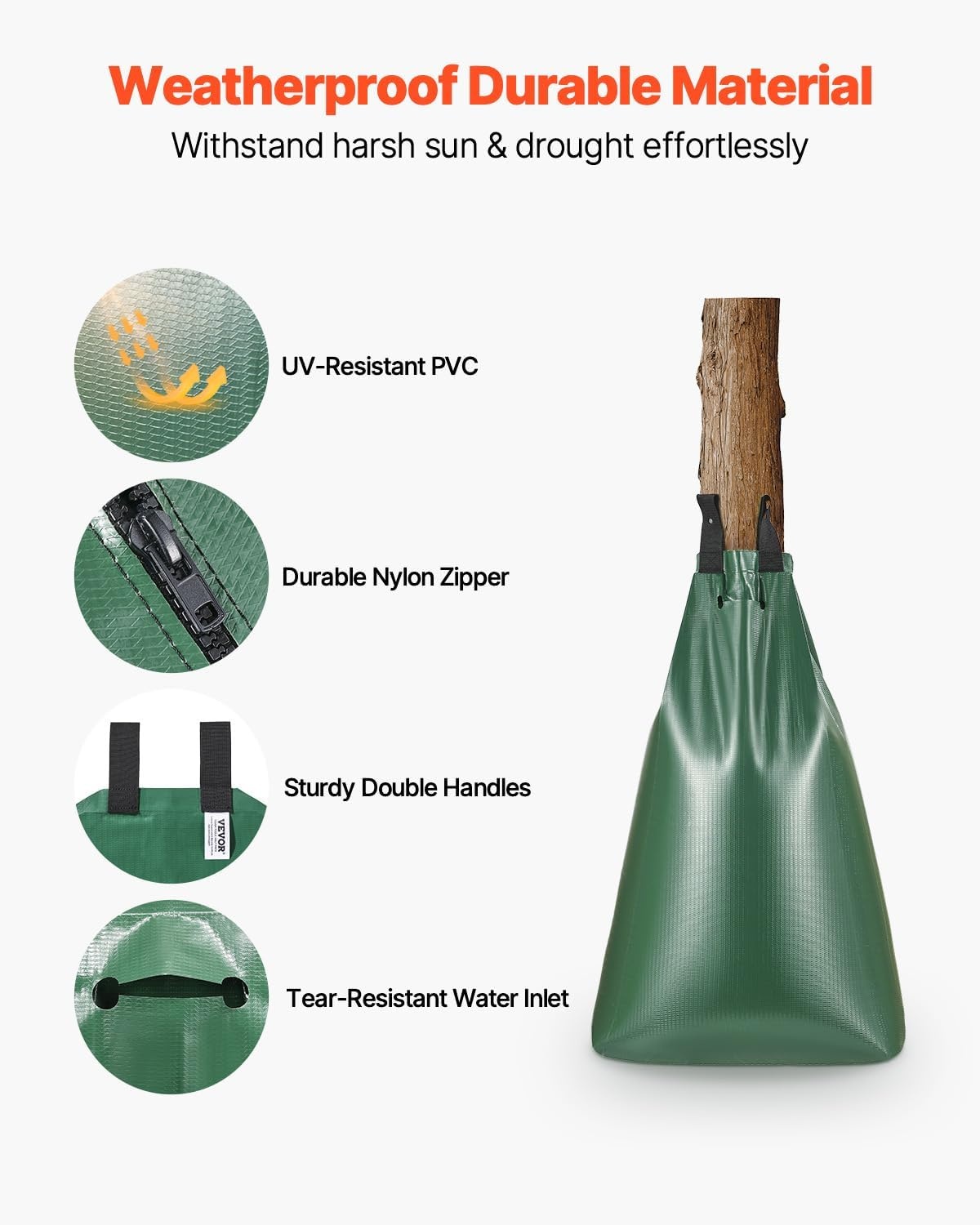 image:imageVEVOR Tree Watering Bag Slow Release 4 Pack 20 Gallons Tree Watering BagsRing Reusable Refillable Tree Irrigation Ring Water Bags Heavy Duty Watering System for Shrub Tree Root Drip Irrigation8Pcs 20Gal