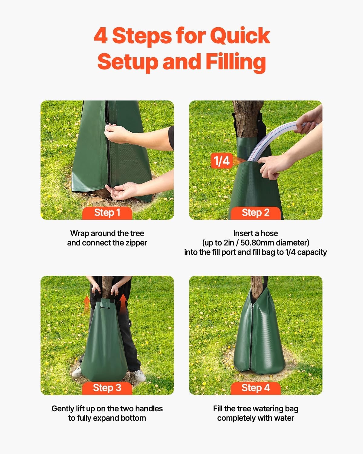 image:imageVEVOR Tree Watering Bag Slow Release 4 Pack 20 Gallons Tree Watering BagsRing Reusable Refillable Tree Irrigation Ring Water Bags Heavy Duty Watering System for Shrub Tree Root Drip Irrigation8Pcs 20Gal