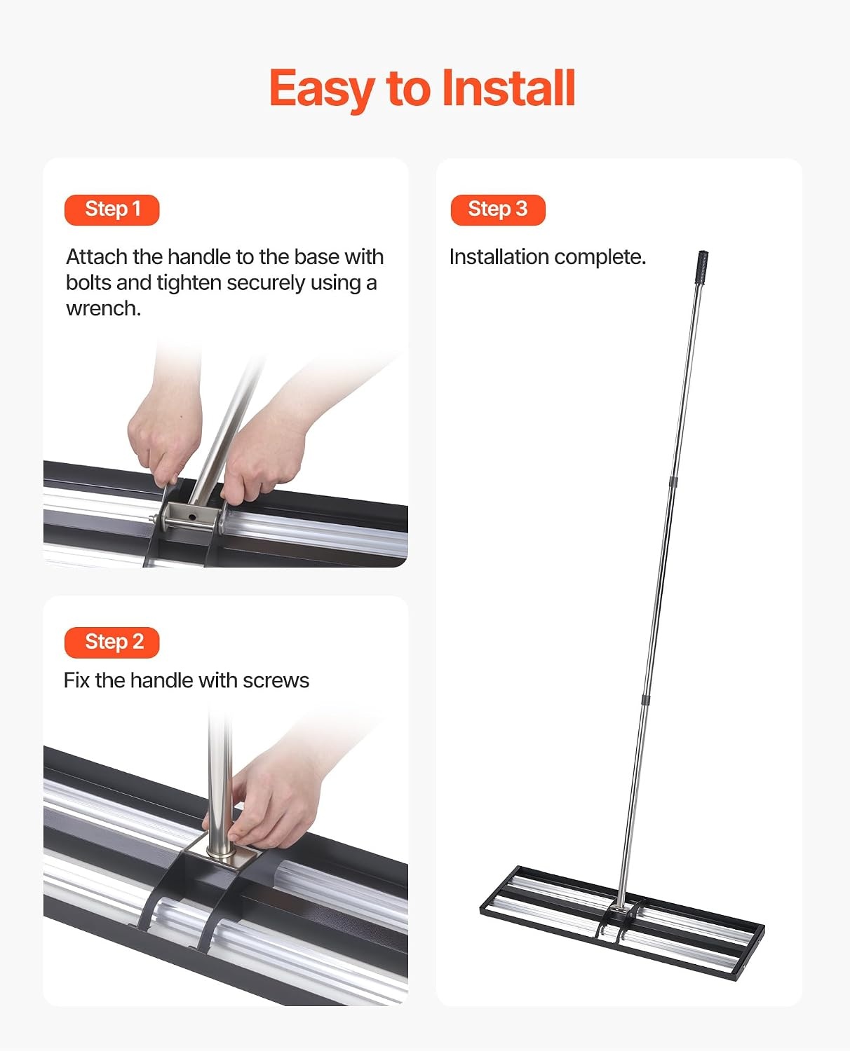image:imageVEVOR Updated Lawn Leveling Rake with Roller 36 x 10 Stainless Steel Lawn Leveler with 839 Adjustable Handle Heavy Duty Yard Leveling Rake Effort Saving Lawn Leveling Tool for Yard Golf Court10x30x84inwith Roller