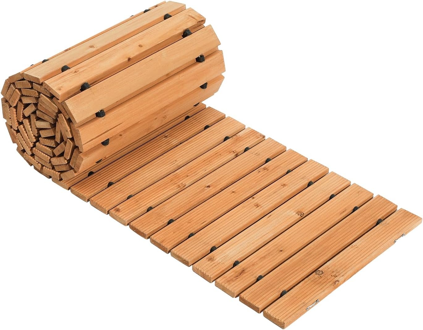 image:imageVEVOR Wooden Garden Pathway 8 ft L x 17 in W NonSlip Straight Garden Walkway Roll Out Cedar Outdoor Walkway Path with Wire Rope Connection Decorative Garden Paver for Backyard Wedding Party12ft17in