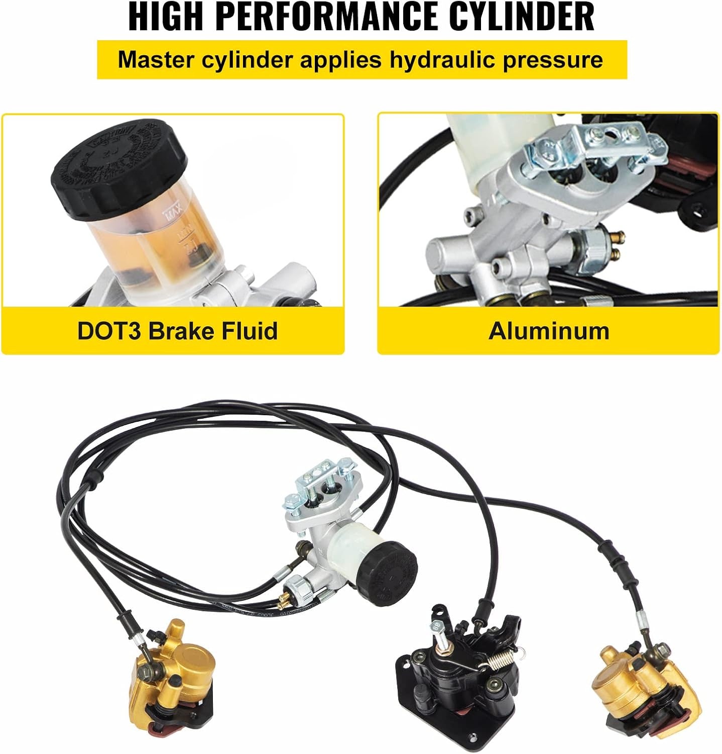 image:imageVevor Go Kart Brake Master Cylinder Kit Go Kart Hydraulic Brake Kit Universal Go Karts Brake Kit Kandi Complete Including Master Cylinder Hose Caliper Pad for 150cc Automotive