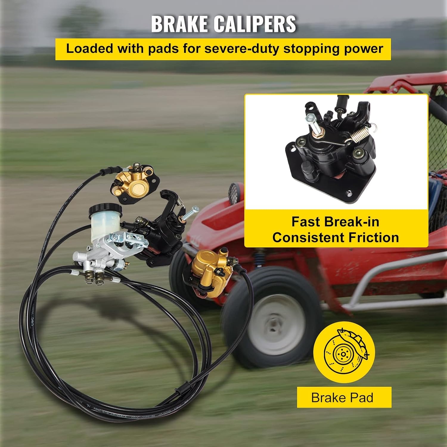 image:imageVevor Go Kart Brake Master Cylinder Kit Go Kart Hydraulic Brake Kit Universal Go Karts Brake Kit Kandi Complete Including Master Cylinder Hose Caliper Pad for 150cc Automotive