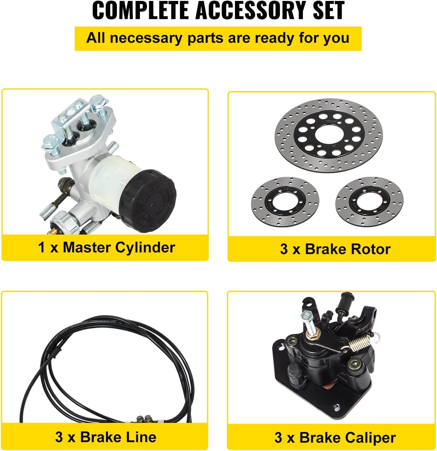 image:imageVevor Go Kart Brake Master Cylinder Kit Go Kart Hydraulic Brake Kit Universal Go Karts Brake Kit Kandi Complete Including Master Cylinder Hose Caliper Pad for 150cc Automotive