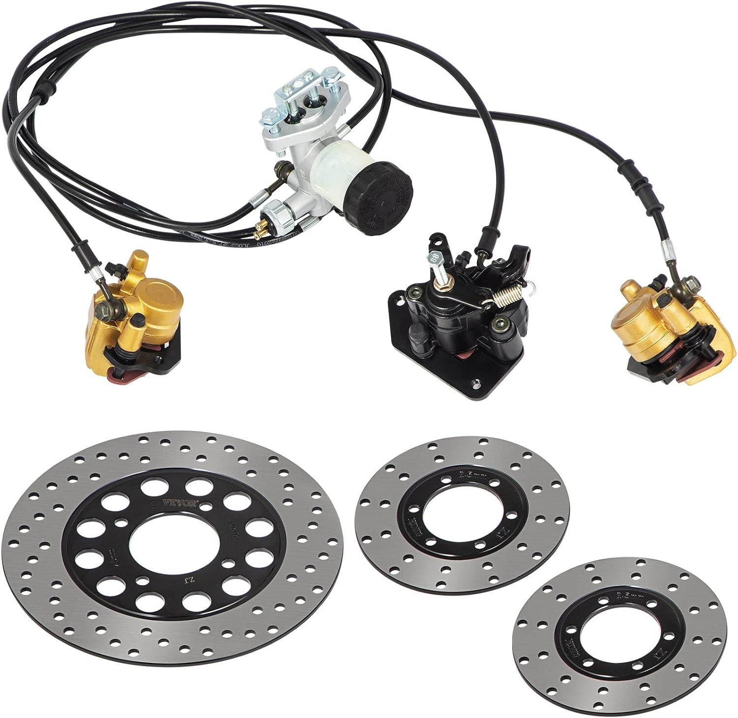 image:imageVevor Go Kart Brake Master Cylinder Kit Go Kart Hydraulic Brake Kit Universal Go Karts Brake Kit Kandi Complete Including Master Cylinder Hose Caliper Pad for 150cc Automotive