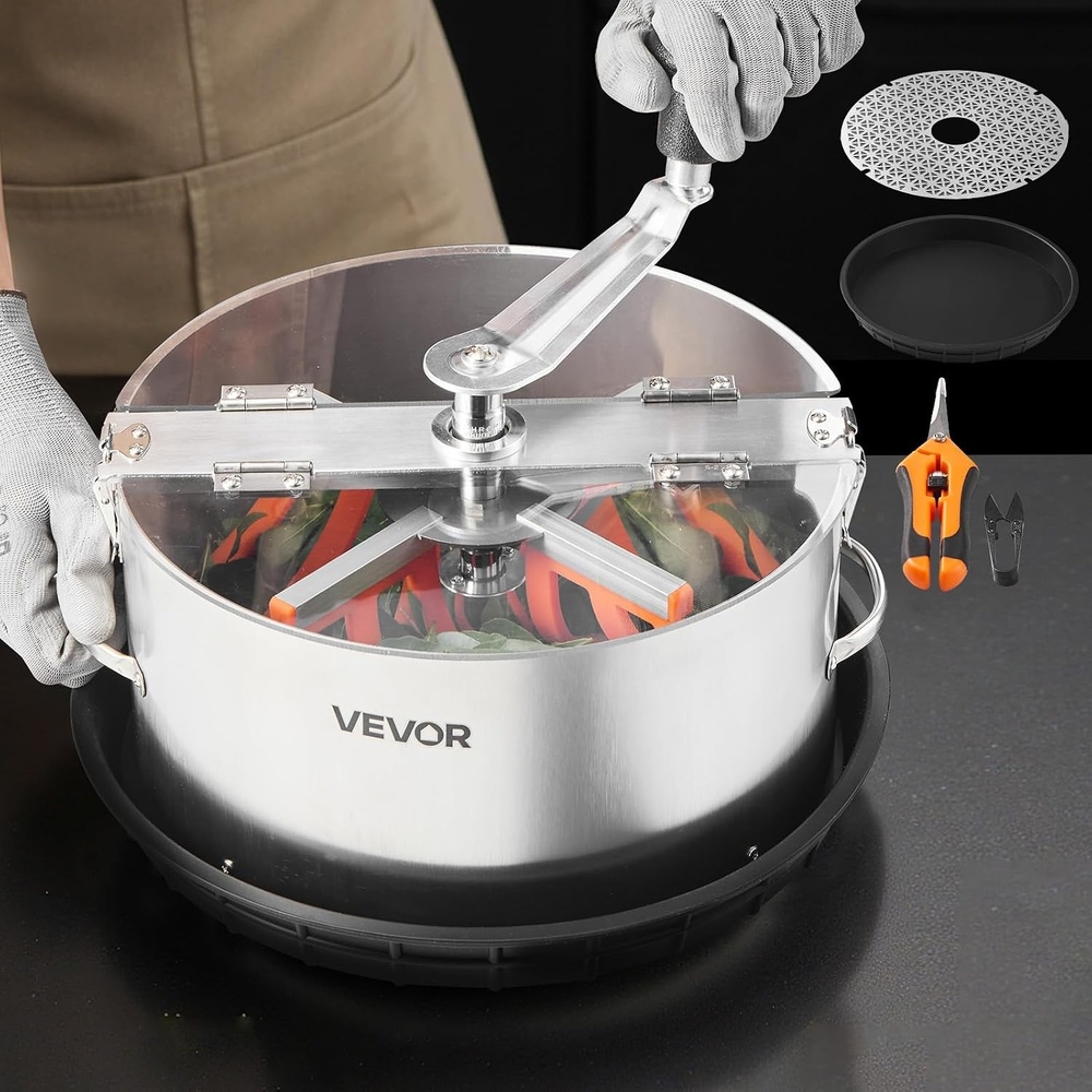 image:imageVEVOR 12 inch Stainless Steel Bud Leaf Trimmer with Clear Visibility Dome and Hand Pruners for Cutting Leaves Buds Flowers Hydroponic PlantsSilver