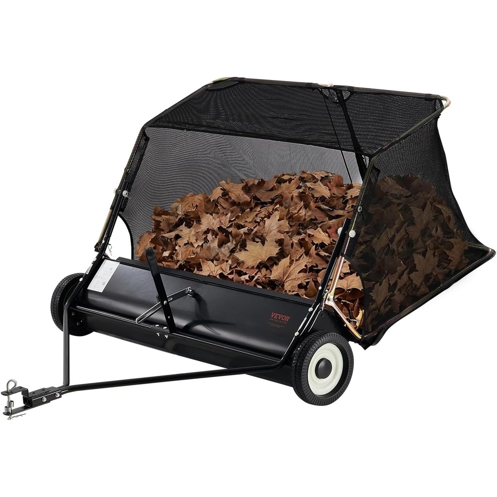 image:imageVEVOR 52 in Tow Behind Lawn Sweeper 26 cuft Large Yard Sweeper Adjustable Sweeping Height Heavy Duty Leaf amp Grass Collector with Dumping Rope Pull Behind Sweepers for Debris Grass Clippings52 Inch
