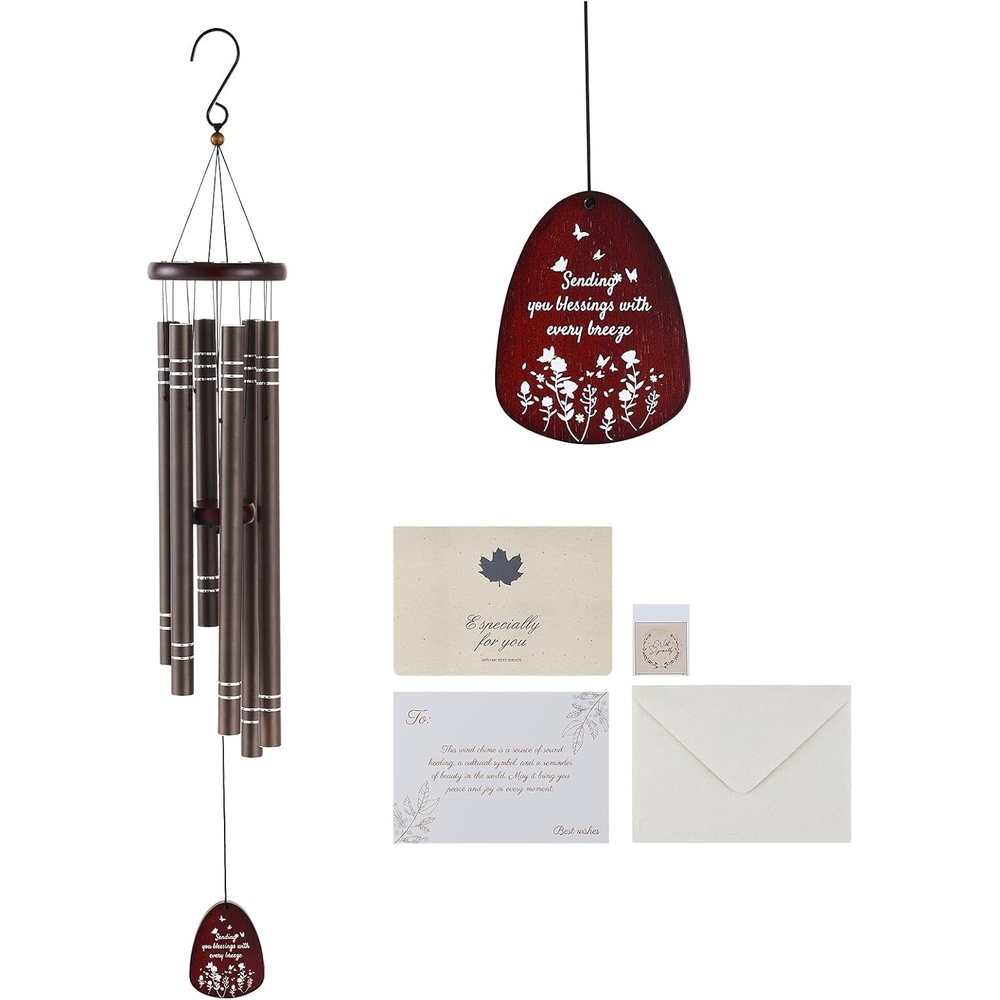 image:imageVEVOR 60 Deep Tone Wind Chimes  Large 6Tube Memorial Wind Chimes HandTuned Aluminum Tubes Black Outdoor Decor for Patio Porch Garden for Anniversaries Sympathy amp BirthdaysDark Brown