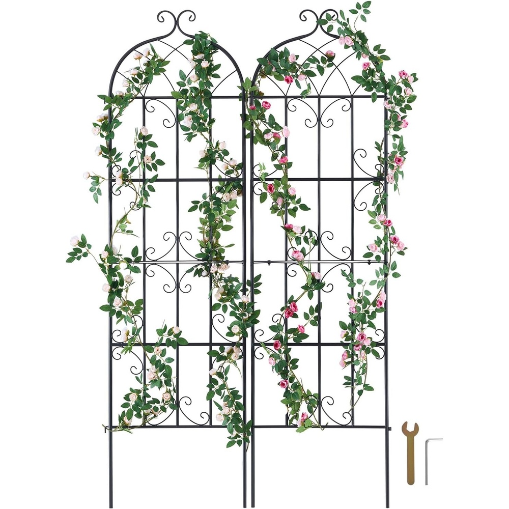 image:imageVEVOR 71 x 20 in 4 Packs Rustproof Metal Garden Flower Trellis Outdoor Climbing Rose amp Cucumber Support Decorative Clematis Trellis for Courtyards amp Lawns71Hx 20W