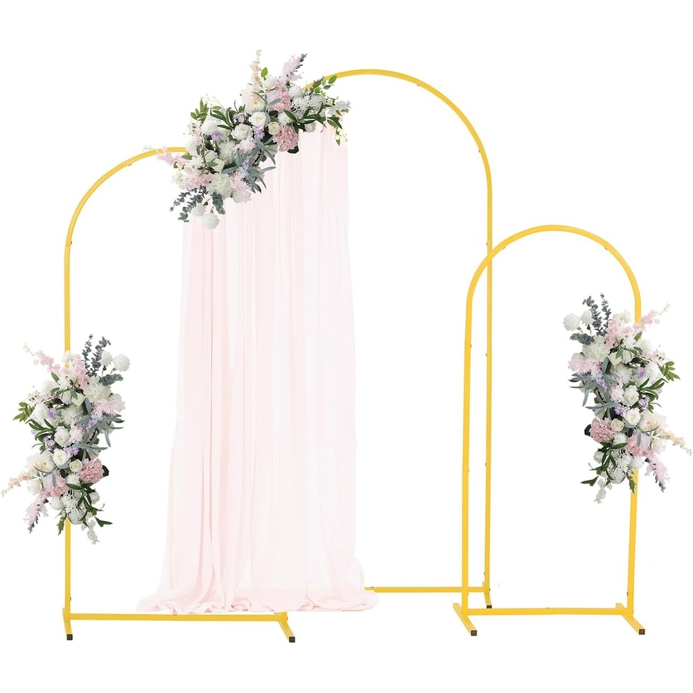image:imageVEVOR Arch Backdrop Stand 66 x 33 ft Stable Structure Easy Assembly 1 Set Gold Metal Arch Backdrop Stand for Wedding Birthday Party Graduation Holiday Celebration and Ceremony Decoration6 x 26 ft  5 x 22 ft  4 x 17 ft