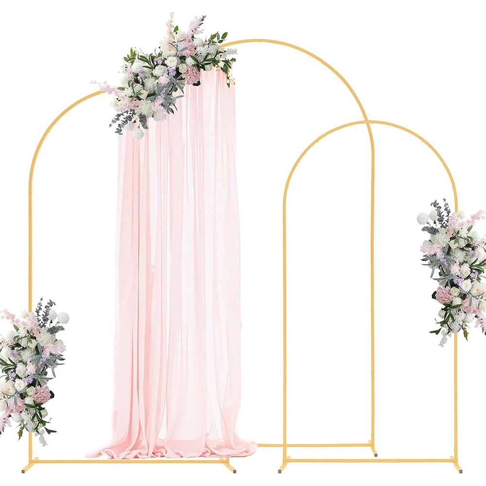 image:imageVEVOR Arch Backdrop Stand 66 x 33 ft Stable Structure Easy Assembly 1 Set Gold Metal Arch Backdrop Stand for Wedding Birthday Party Graduation Holiday Celebration and Ceremony Decoration8ft 72ft 66ft  new version
