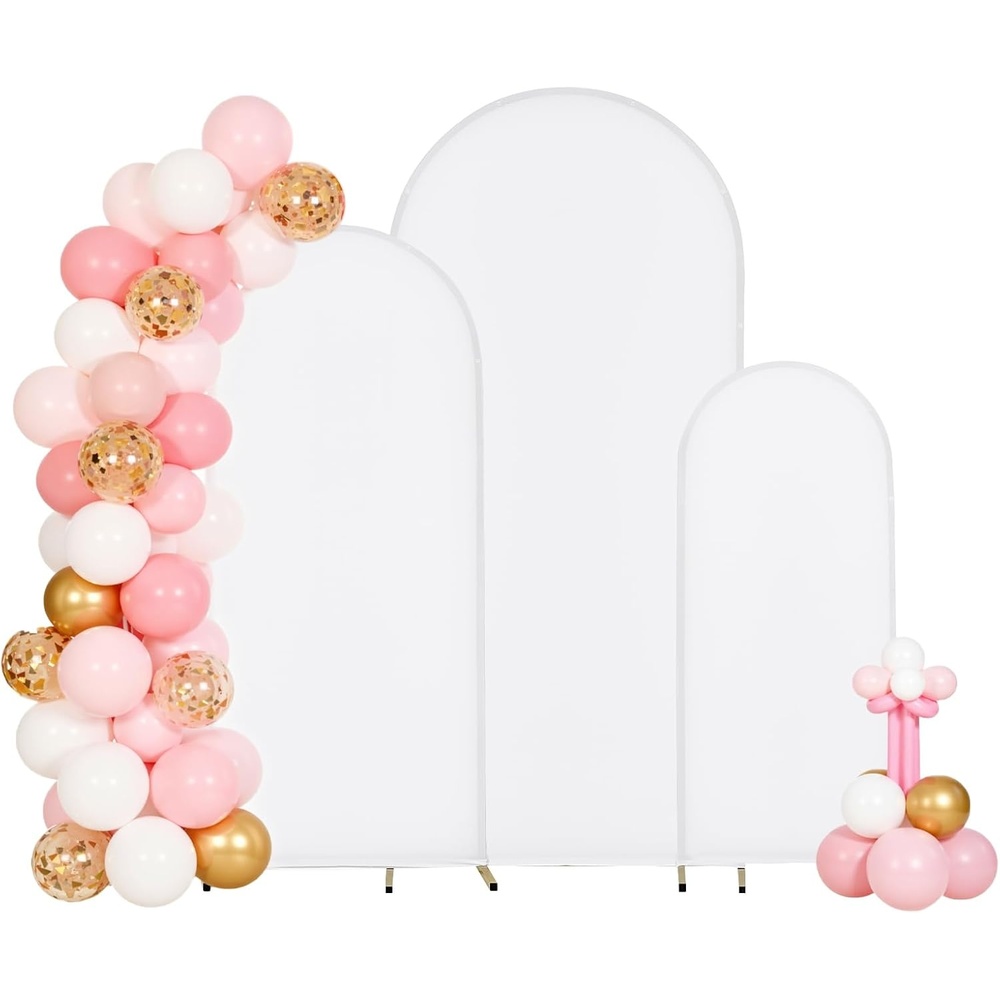 image:imageVEVOR Arch Backdrop Stand 66 x 33 ft Stable Structure Easy Assembly 1 Set Gold Metal Arch Backdrop Stand for Wedding Birthday Party Graduation Holiday Celebration and Ceremony Decoration6ft 5ft 4ft with cover new version