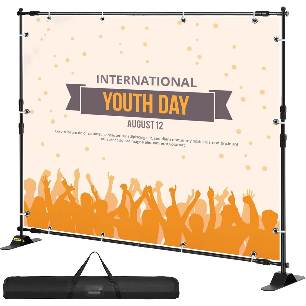 image:imageVEVOR Backdrop Banner Stand 8 x 8 Ft Adjustable Height Background Stand Backdrop with 1 Carrying Bag Backdrop Stand for Parties Wedding Photo Booth Trade Show8 x 8 Ft