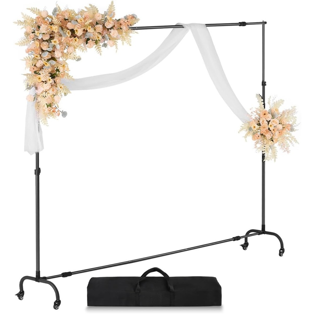 image:imageVEVOR Backdrop Stand 5 x 65 ft Adjustable Photo Backdrop Stand Kit Portable Background Backdrop Stand with 3 Crossbars Heavy Duty Projector Screen Stand for Wedding Photo Video Studio amp Party7 x 10 Ft