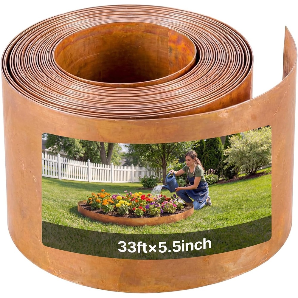 image:imageVEVOR Carbon Steel Landscape Edging 40 ft x 6 in Steel Edging for Landscaping with Gloves EasytoInstall Bendable Metal Strips Metal Garden Edge Border for Flower Bed Yard Pathway RustRust