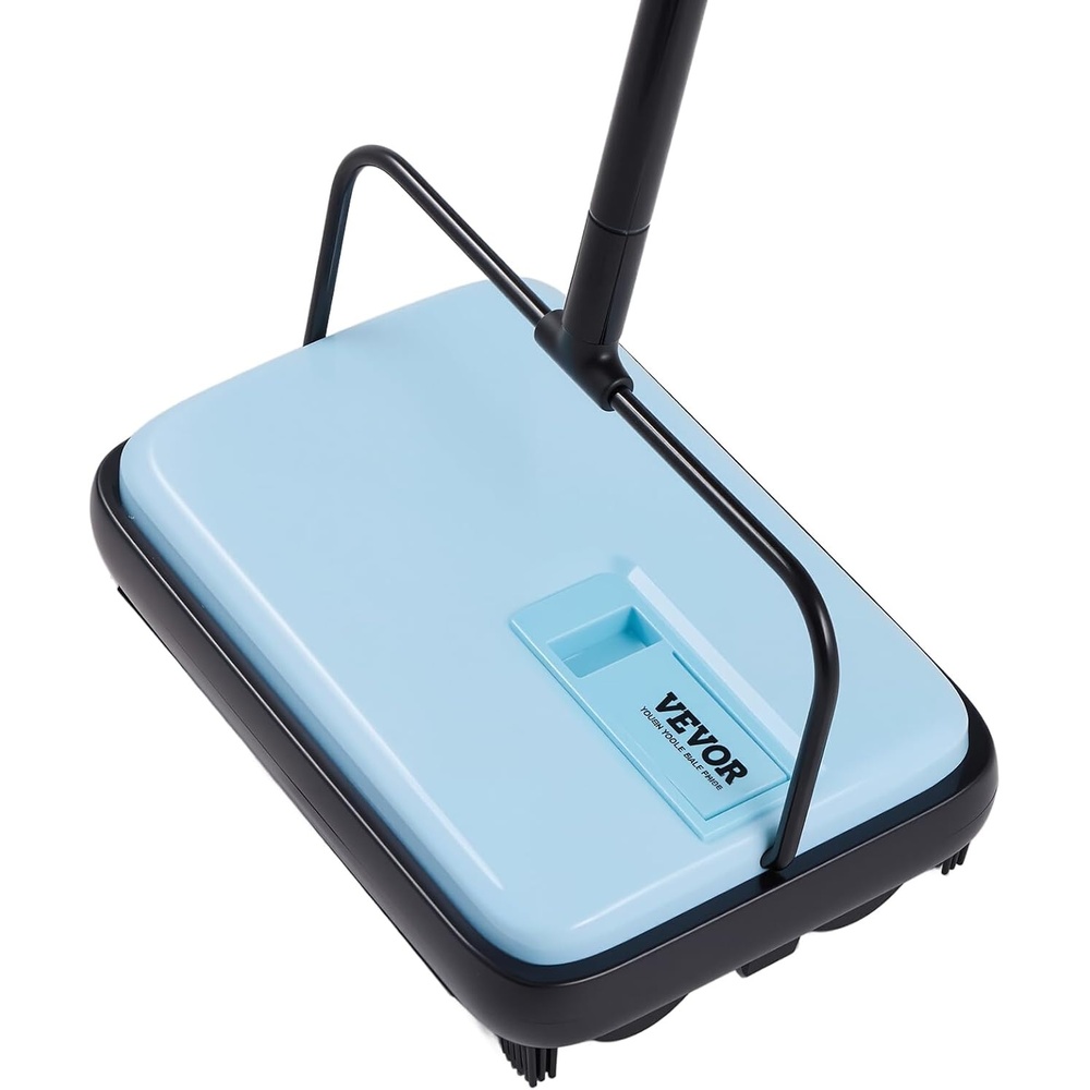 image:imageVEVOR Carpet Sweeper Manual Floor Sweeper with 300 ml Dustbin Capacity Easy to Empty 67 inch Cleaning Width for Home Office Carpets Pet Hair Dust PurpleBlue