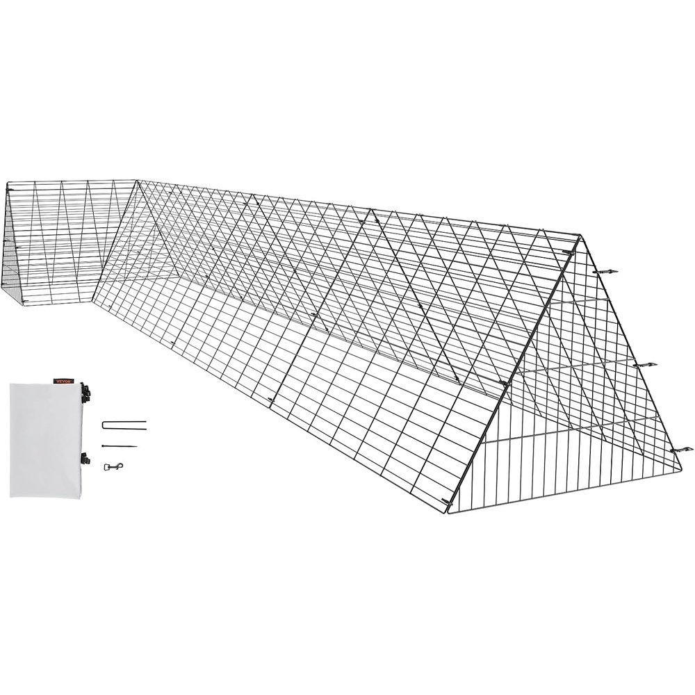 image:imageVEVOR Chicken Tunnels for Yard DIY Metal Poultry Playpen for Outside with Waterproof Cover amp Corner Frames 2 Sets 2362 x 1575 x 242 inchLxWxH Also Widely Used for Ducks Rabbits Geese CoopPanel  Corner  Tarp