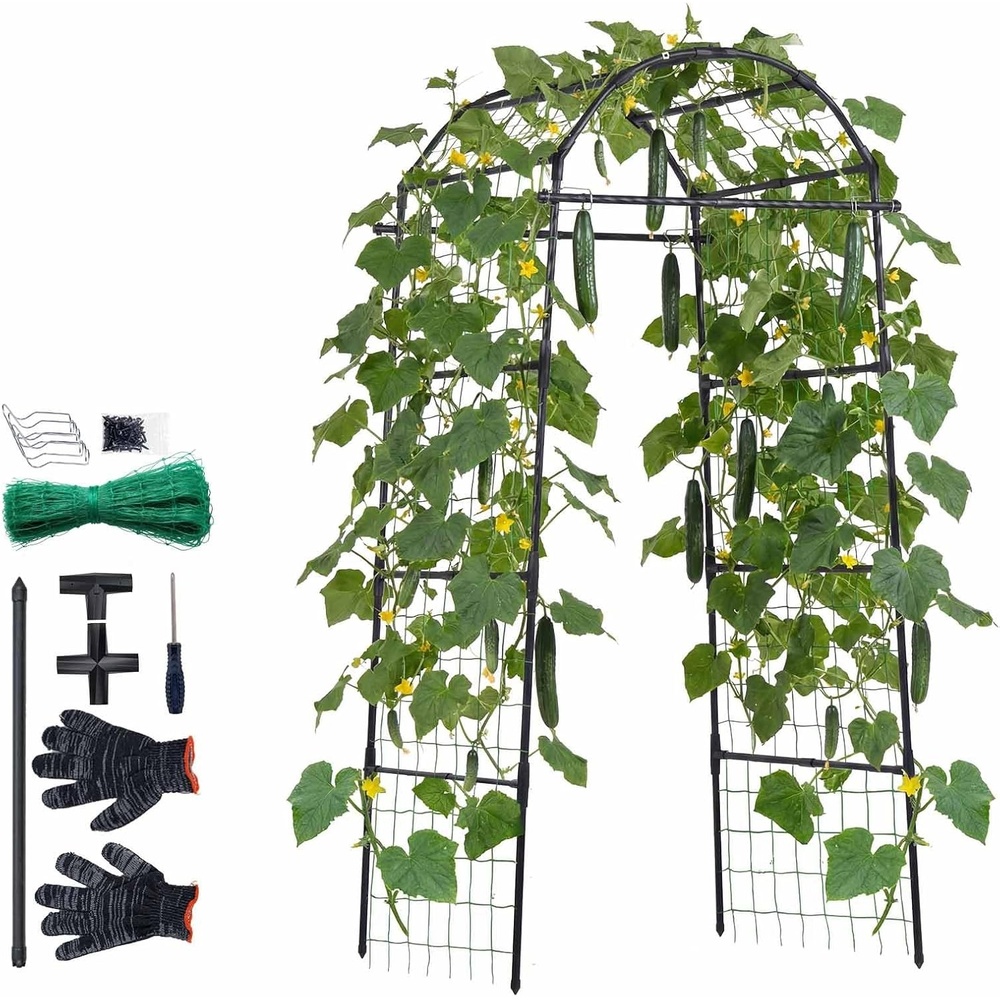 image:imageVEVOR Cucumber Trellis 81 inch Tall Garden Arch Trellis UShape Garden Trellises for Raised Bed Metal Arch Outdoor Climbing Plants Support for Vine Peas Beans Zucchini Tomato Squash Flowers