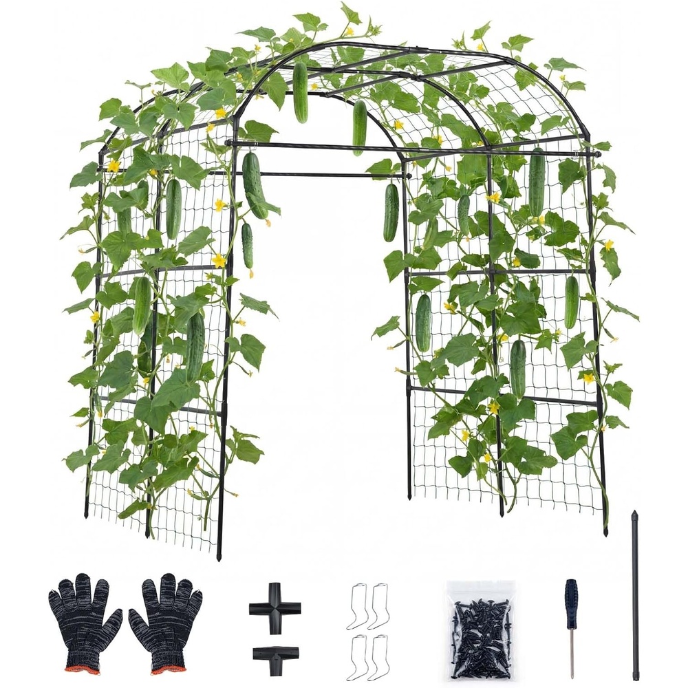 image:imageVEVOR Cucumber Trellis 83 inch Tall Large Garden Arch Trellis UShape Garden Trellises for Raised Bed Metal Outdoor Climbing Plants Support for Vine Peas Beans Zucchini Tomato Squash Flowers