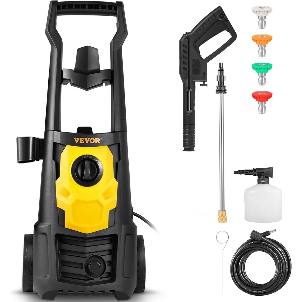 image:imageVEVOR Electric Pressure Washer 2000 PSI 176 GPM Portable Cleaner with 20ft Hose Foam Cannon amp 4 Nozzles for Cars Patios Fences  ETL Listed  with 20 ft Hose 4 Quick Connect Nozzles Foam Cannon Portable to Clean Patios Cars Fences Driveways ETL ListedWasher