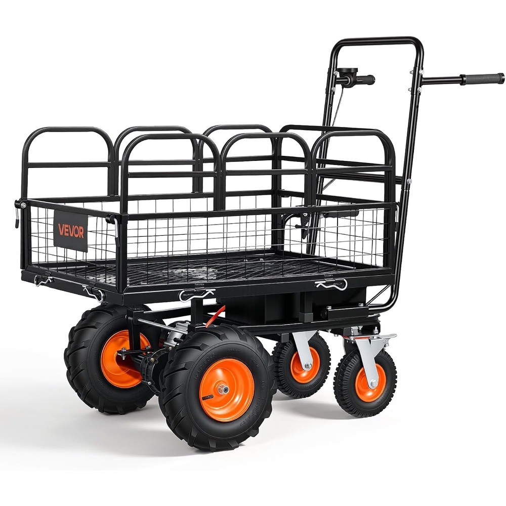 image:imageVEVOR Electric Utility Cart 36V 432Wh Battery Powered Electric Wagon 500W Power Wheelbarrow with Brake 500 lbs Load Heavy Duty Steel Garden Cart for Farm and Yard All Purpose Modular Cargo Bed4Wheel 660 Pounds