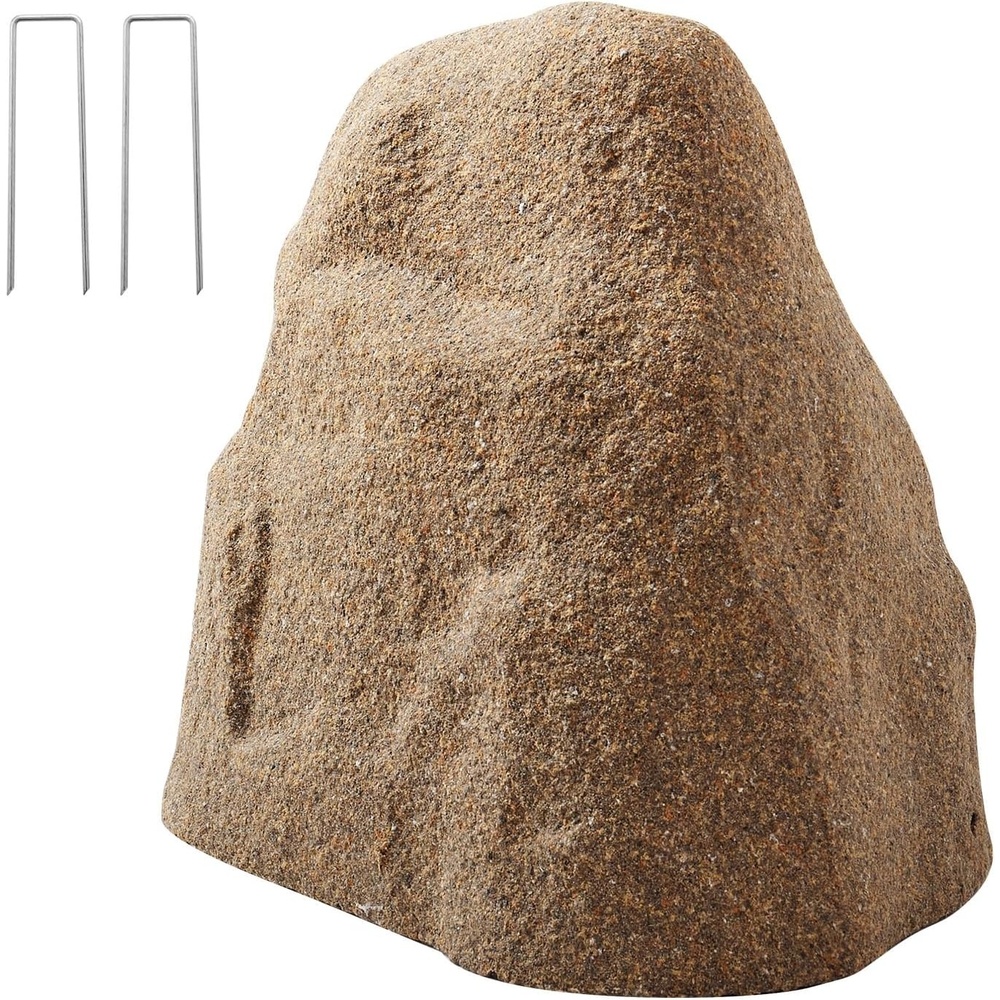 image:imageVEVOR Faux Rock Cover Outdoor Fake Rock Well Pump Cover Realistic Natural Texture Lightweight amp WeatherResistant Polyresin Artificial Boulder for Landscaping Garden Yard Dcor Grey Medium SizeIrregular conesmall sizesandy yellow