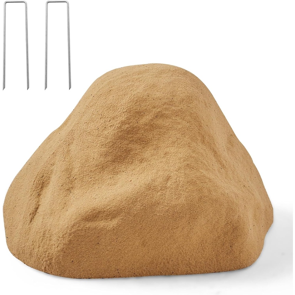image:imageVEVOR Faux Rock Cover Outdoor Fake Rock Well Pump Cover Realistic Natural Texture Lightweight amp WeatherResistant Polyresin Artificial Boulder for Landscaping Garden Yard Dcor Grey Medium SizeIrregular conesmall sizesandy color