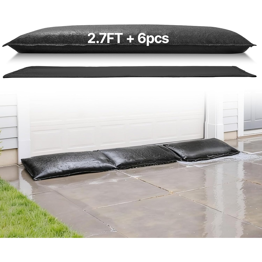 image:imageVEVOR Flood Barrier 10 Pack 5 x 07 ft Flood Bags with Bucket Water Absorbent Barrier Activated by Water Sandless Sandbags Blockage Flooding Prevention Bags for Basement Garage Doorway27 x 14 ft